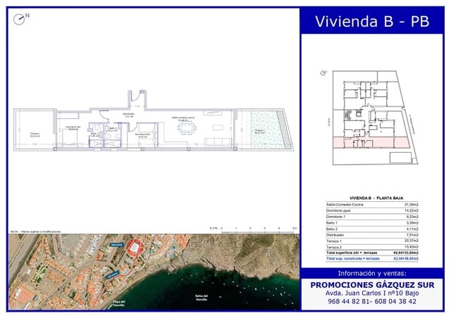 2 makuuhuone Huoneisto myytävänä paikassa El Hornillo, Aguilas mukana 
autotalli - 280 000 € (Ref: 9626208)