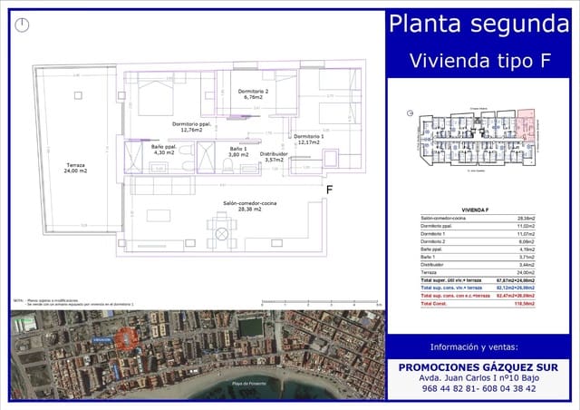 Piso de 3 habitaciones en Aguilas en venta con piscina garaje - 270.000 € (Ref: 9626220)