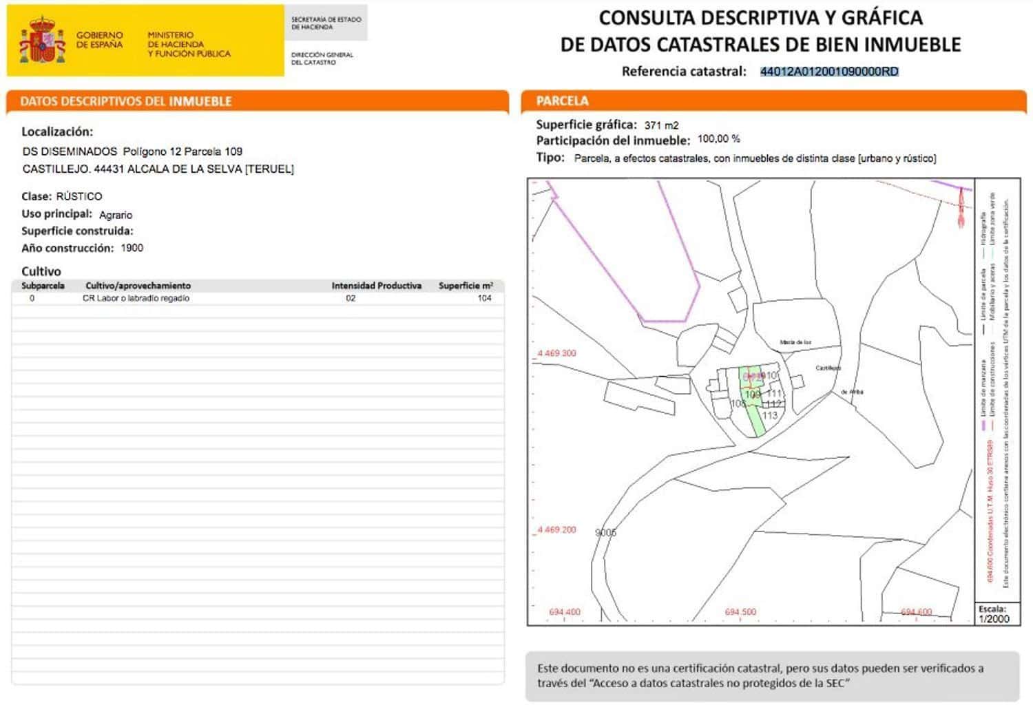 3 soveværelse Semi-Rækkehus til salg i Alcala de la Selva - € 69.000 (Ref: 9172535)