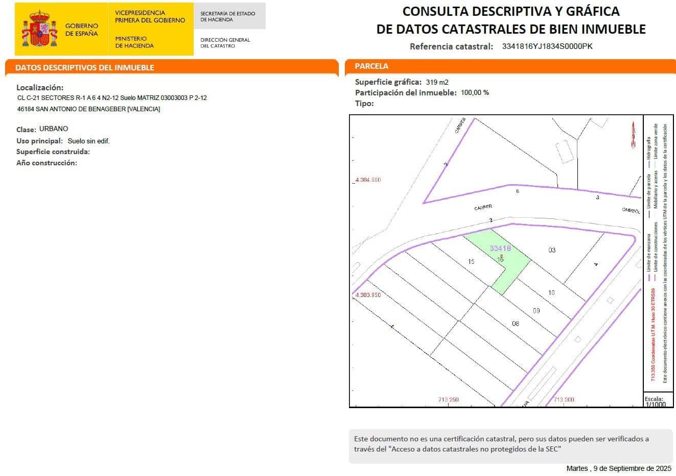 Mark till salu i San Antonio de Benageber - 260 000 € (Ref: 9217027)