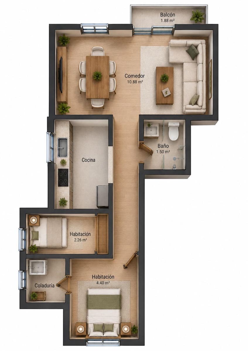 2 Zimmer Wohnung zu verkaufen in Palma de Mallorca - 279.000 € (Ref: 9899154)