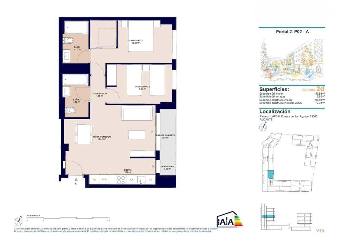 2 slaapkamer Appartement te koop in Alicante stad met zwembad garage - € 283.500 (Ref: 10011490)