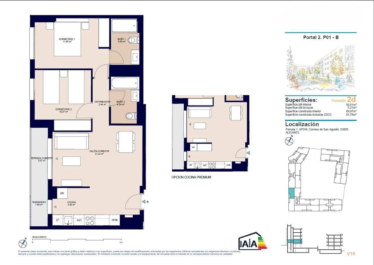 2 bedroom Apartment for sale in Alicante / Alacant city with pool garage - € 268,500 (Ref: 10043047)