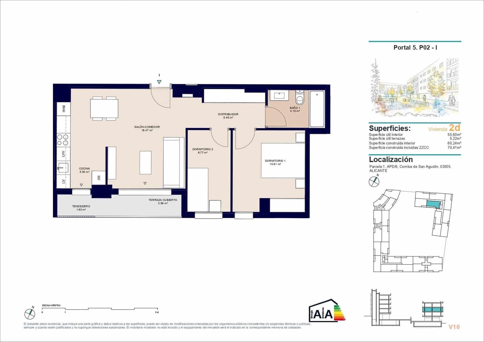 Apartamento de 2 habitaciones en Alicante / Alacant ciudad en venta con piscina garaje - 256.500 € (Ref: 10162284)