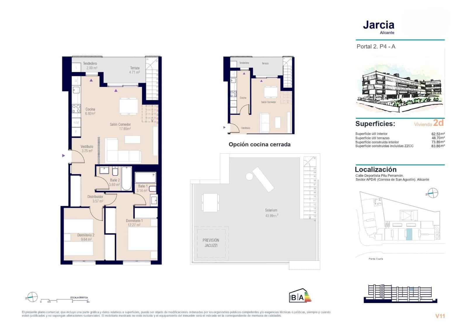 3 soverom Penthouse til salgs i Alicante by med svømmebasseng garasje - € 405 500 (Ref: 8672958)