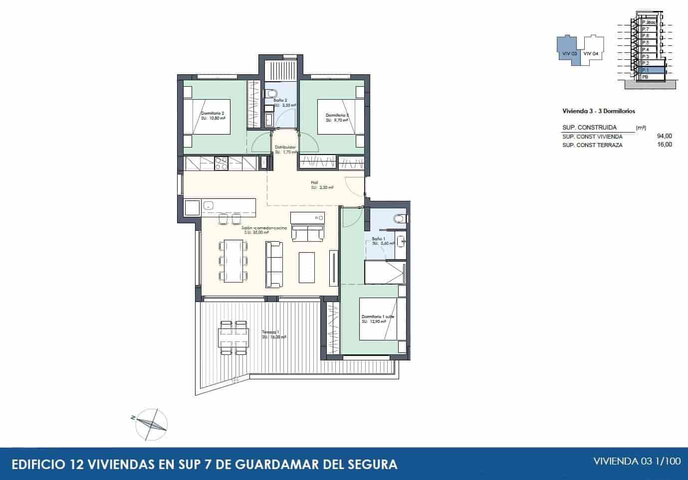 3 bedroom Apartment for sale in Guardamar del Segura with pool garage - € 285,000 (Ref: 8731924)
