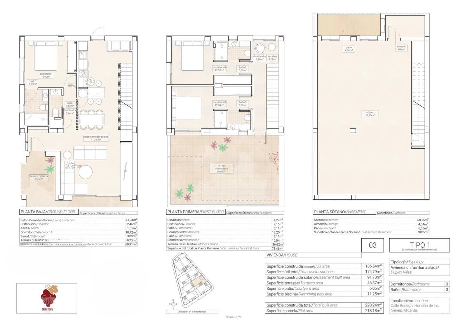 3 bedroom Villa for sale in Hondon de las Nieves with pool garage - € 357,250 (Ref: 8786447)