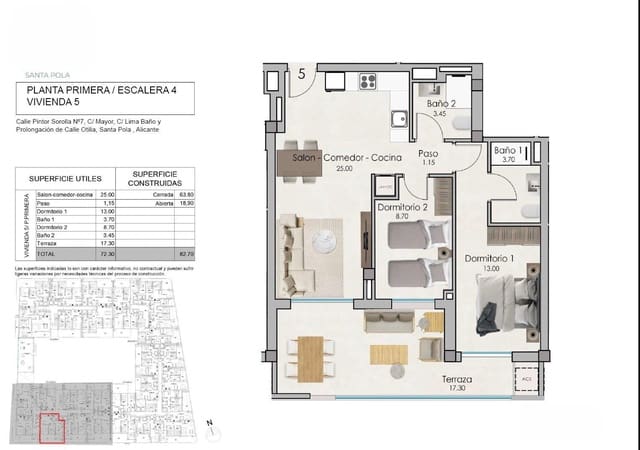 2 slaapkamer Appartement te koop in Santa Pola met zwembad - € 275.000 (Ref: 9836669)