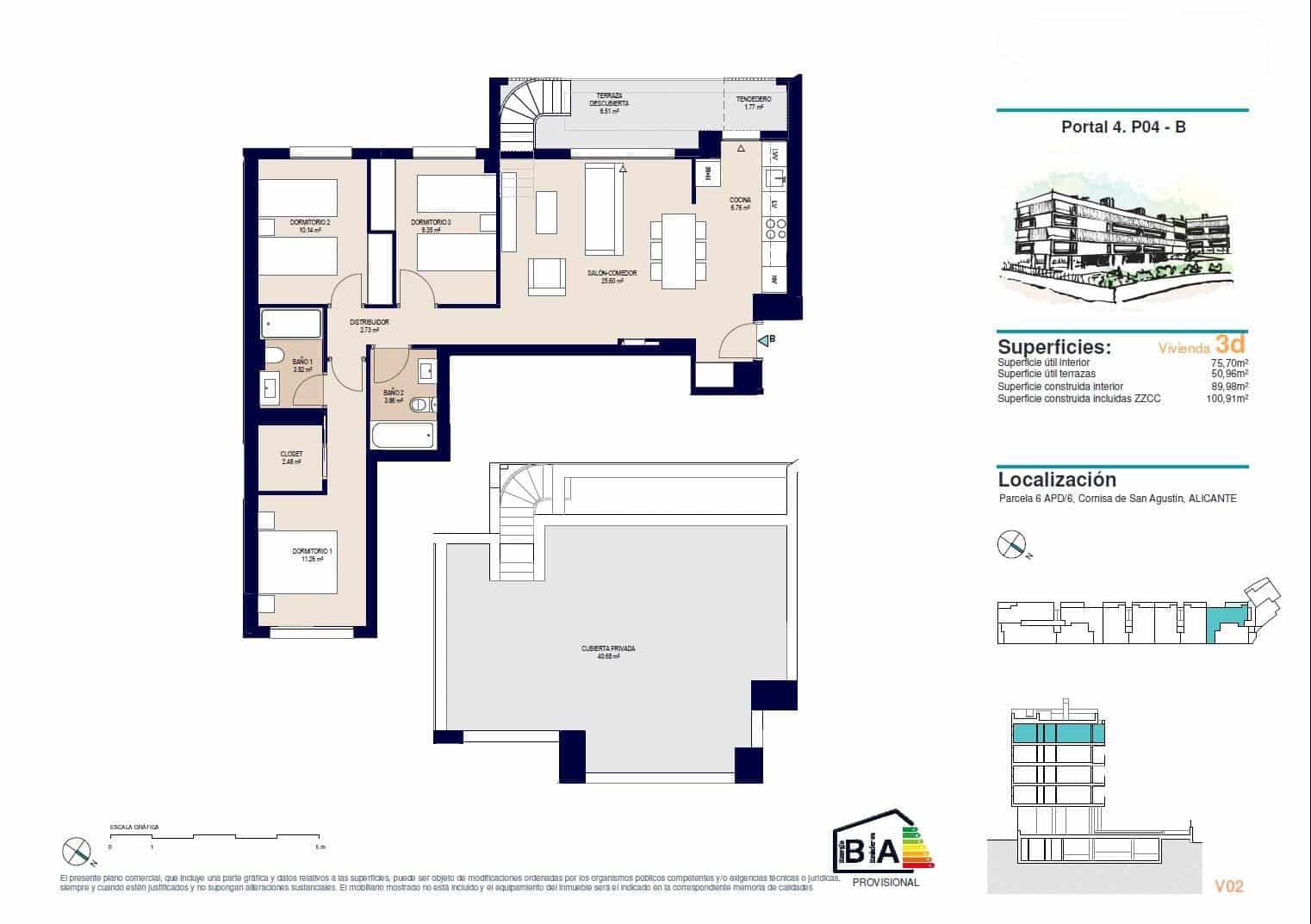 3 slaapkamer Penthouse te koop in Alicante stad met zwembad garage - € 406.500 (Ref: 9861869)