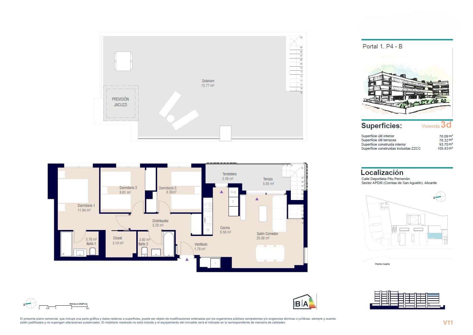 3 soveværelse Penthouse til salg i Alicante by med swimmingpool garage - € 430.000 (Ref: 9881938)