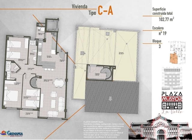 3 makuuhuone Kattohuoneisto myytävänä paikassa La Unión mukana 
autotalli - 165 000 € (Ref: 9596198)