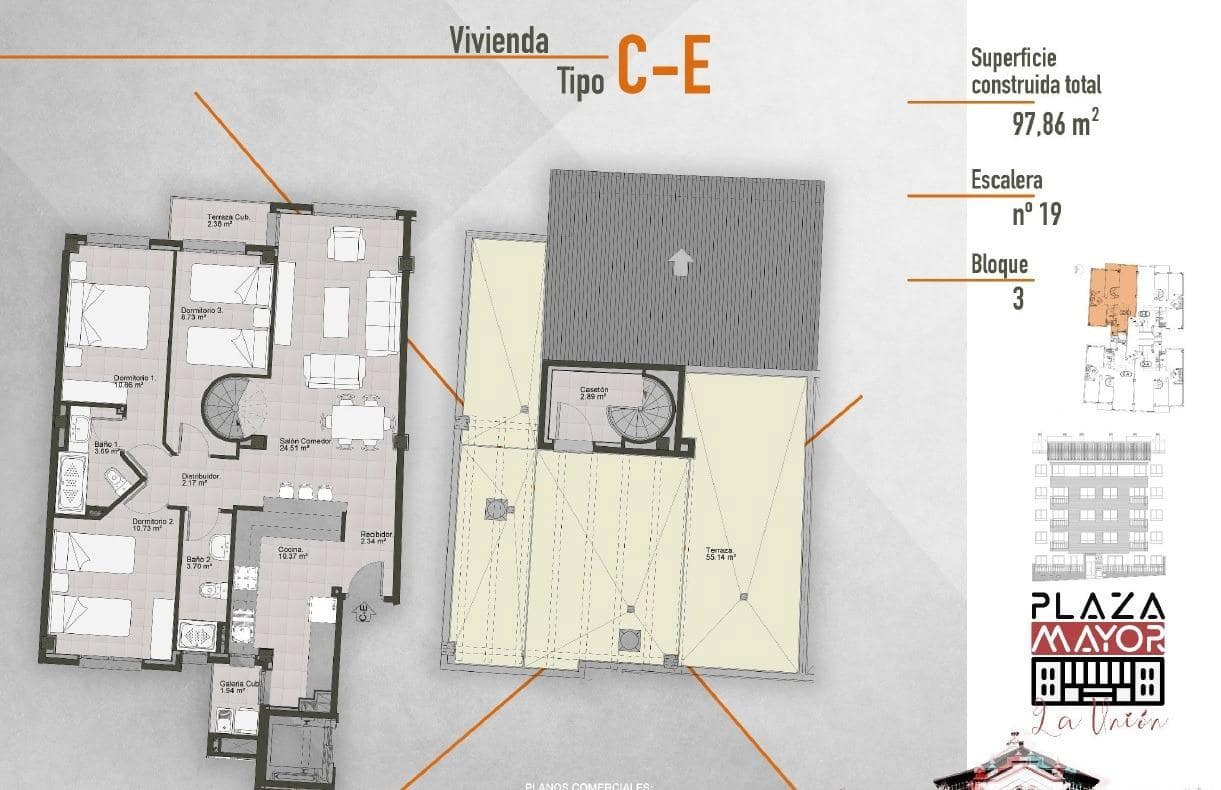 3 chambre Penthouse à vendre à La Union avec garage - 165 000 € (Ref: 9596198)