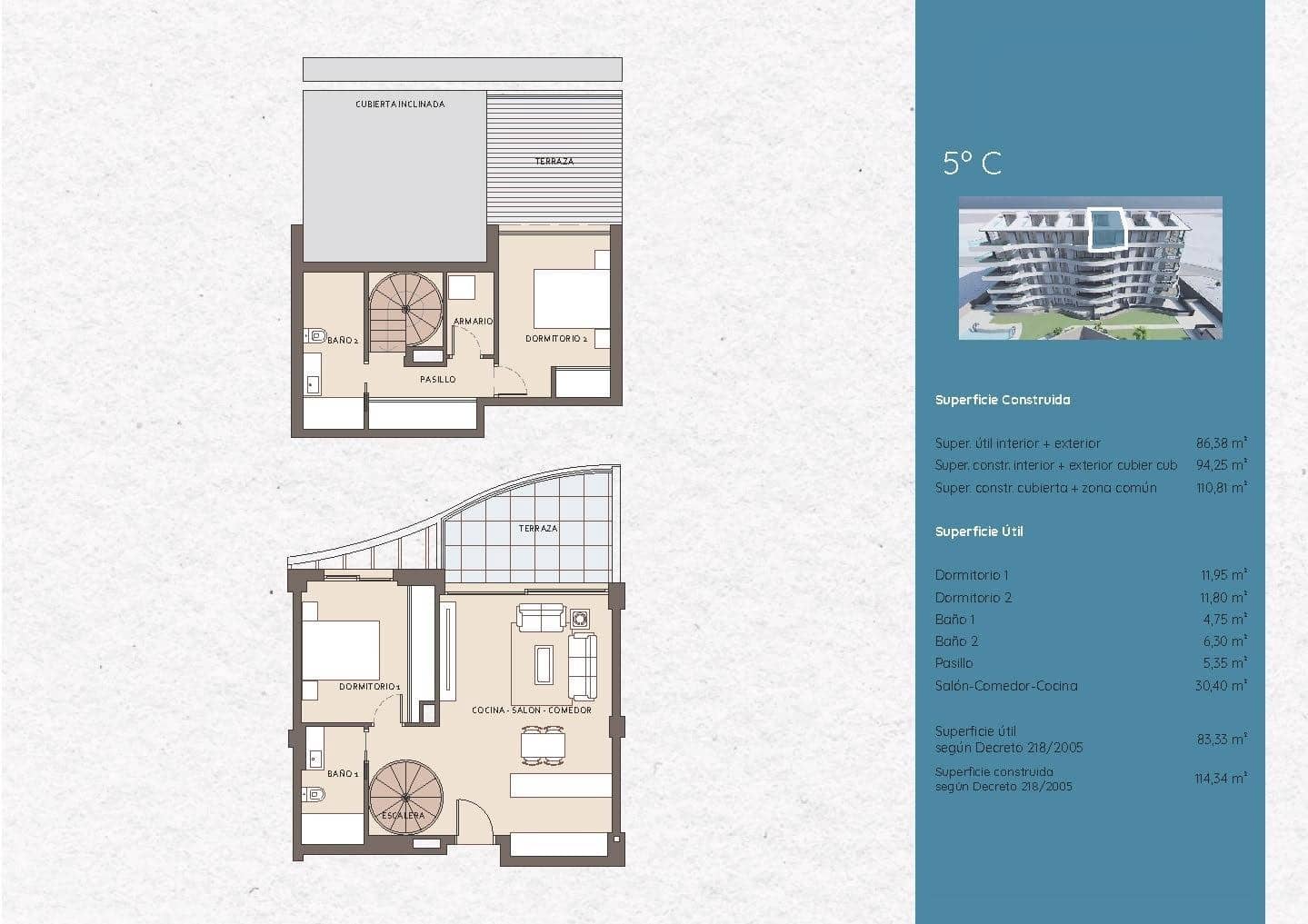 2 sovrum Takvåning till salu i Benalmadena med pool - 1 038 000 € (Ref: 8786609)
