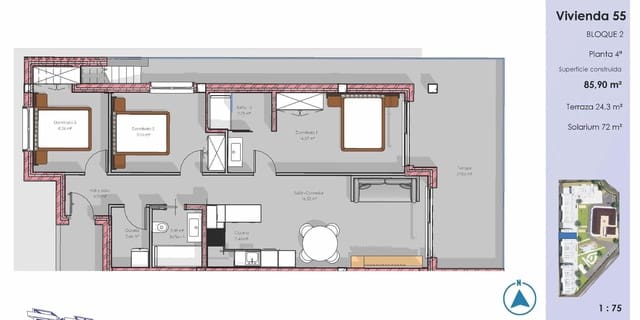 3 makuuhuone Kattohuoneisto myytävänä paikassa El Raso, Guardamar del Segura mukana uima-altaan - 395 000 € (Ref: 9799692)