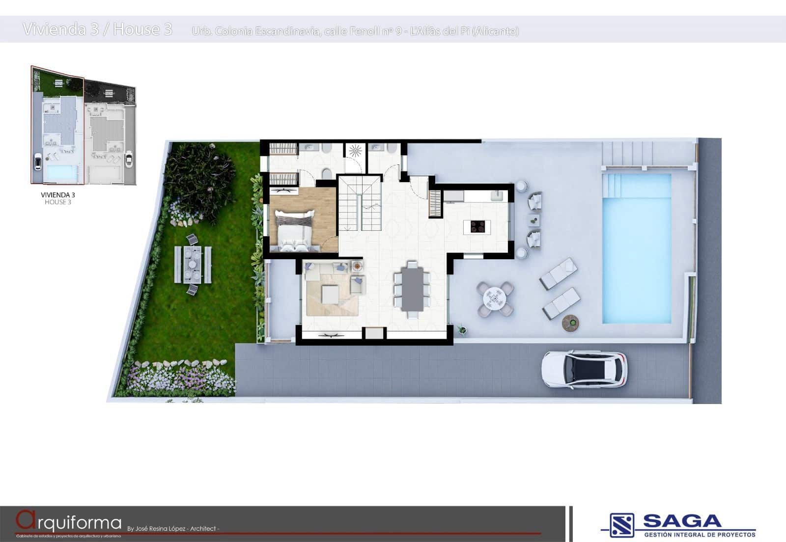 3 slaapkamer Halfvrijstaande villa te koop in Alfaz del Pi / L'Alfas del Pi met zwembad garage - € 675.000 (Ref: 8428530)