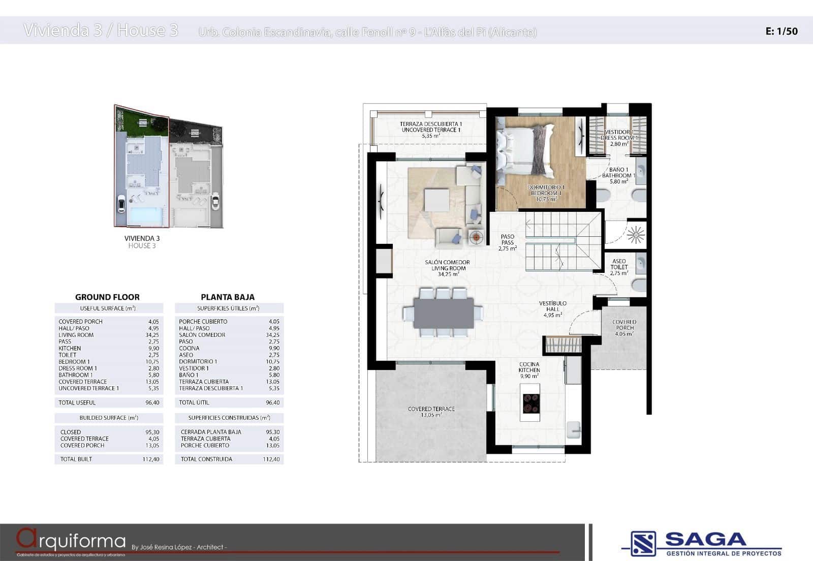 3 slaapkamer Halfvrijstaande villa te koop in Alfaz del Pi / L'Alfas del Pi met zwembad garage - € 675.000 (Ref: 8428530)