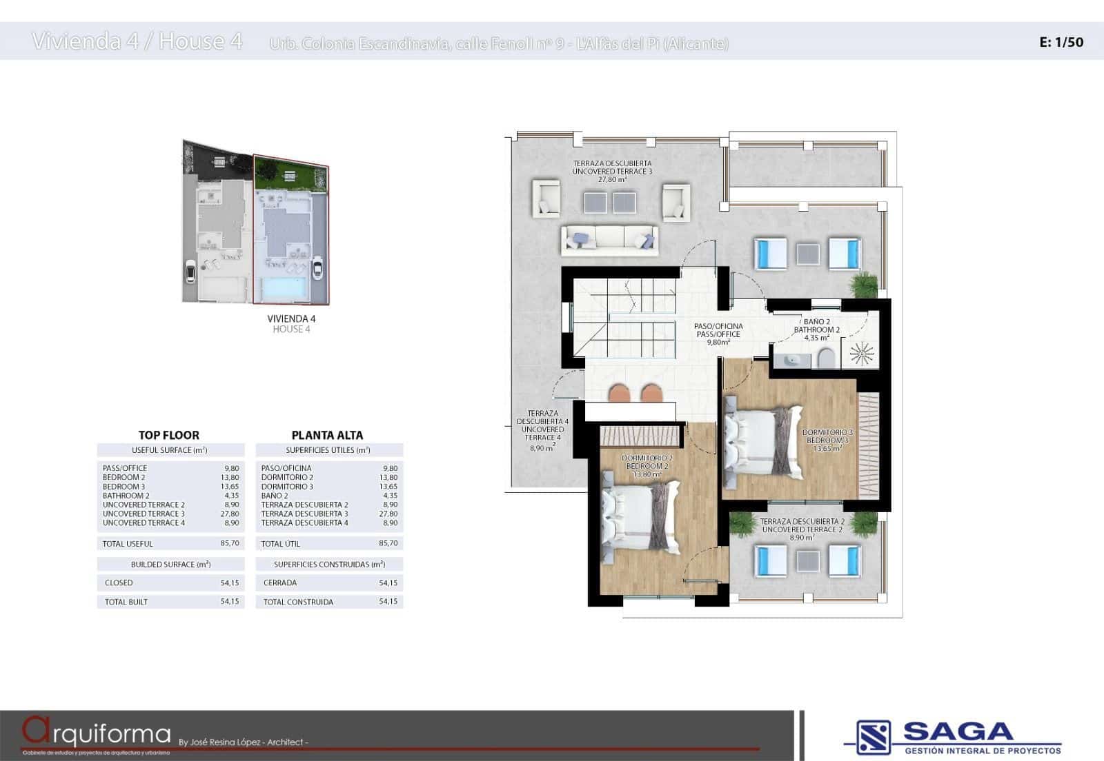 3 slaapkamer Halfvrijstaande villa te koop in Alfaz del Pi / L'Alfas del Pi met zwembad garage - € 675.000 (Ref: 8428530)