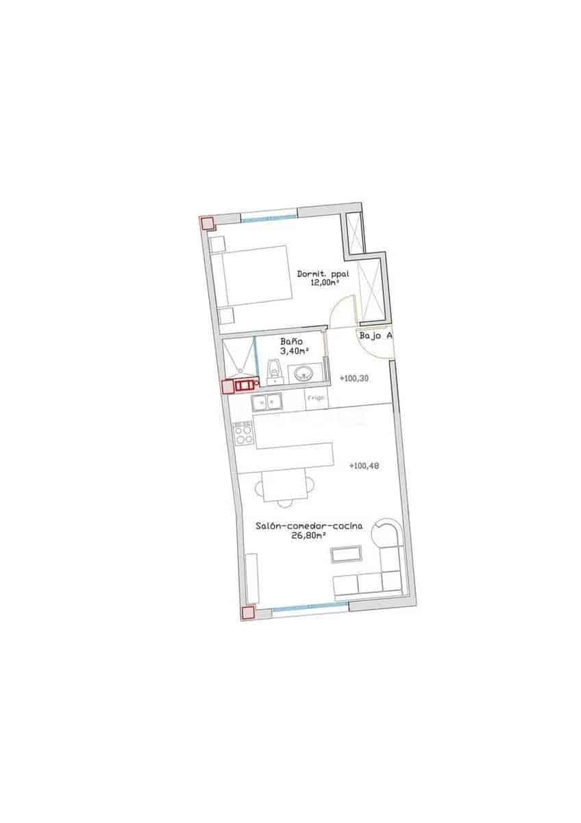 1 sovrum Lägenhet till salu i Malaga stad - 299 000 € (Ref: 10019314)
