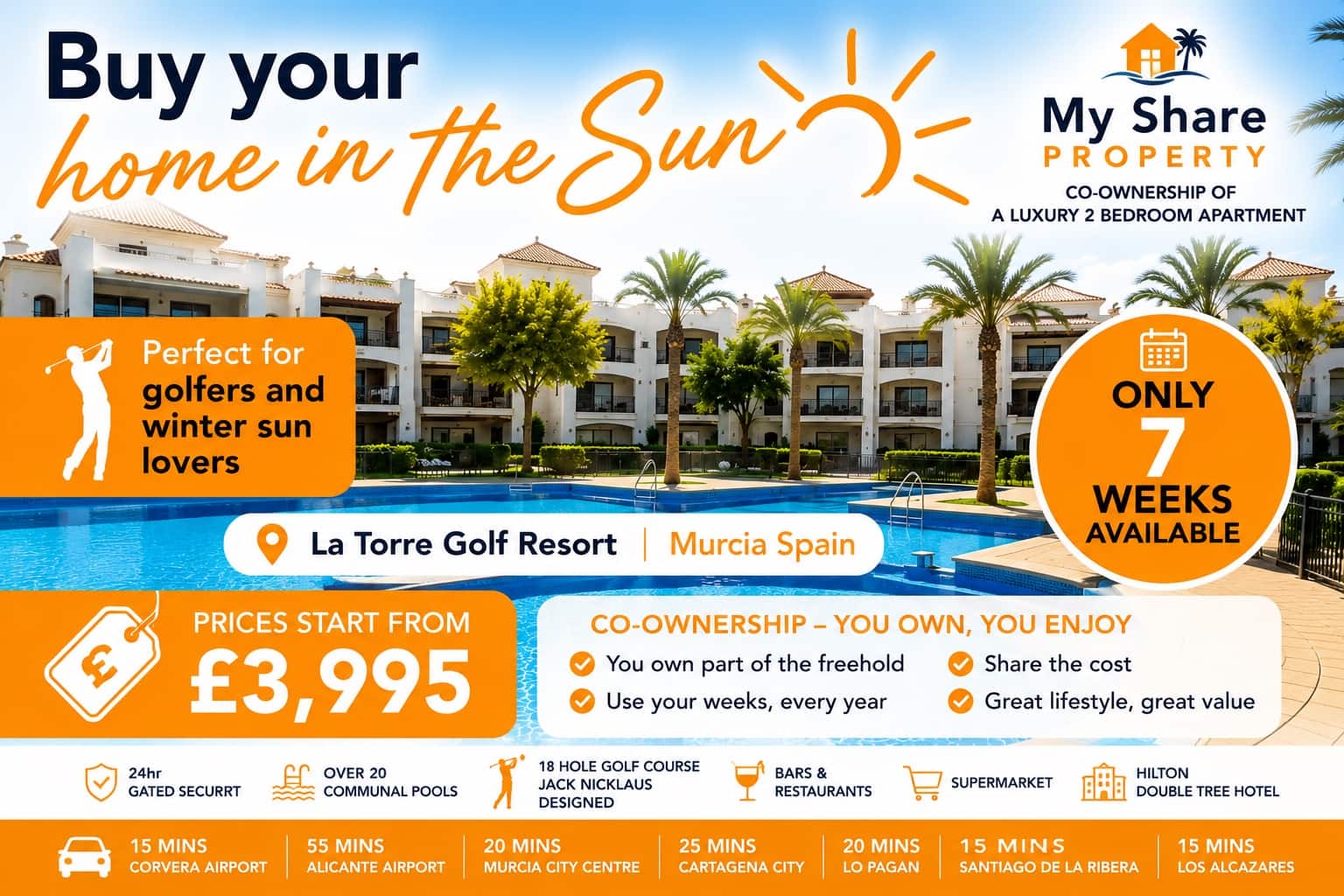 2 makuuhuone Huoneisto myytävänä paikassa La Torre Golf Resort mukana uima-altaan - 5 000 € (Ref: 7002451)