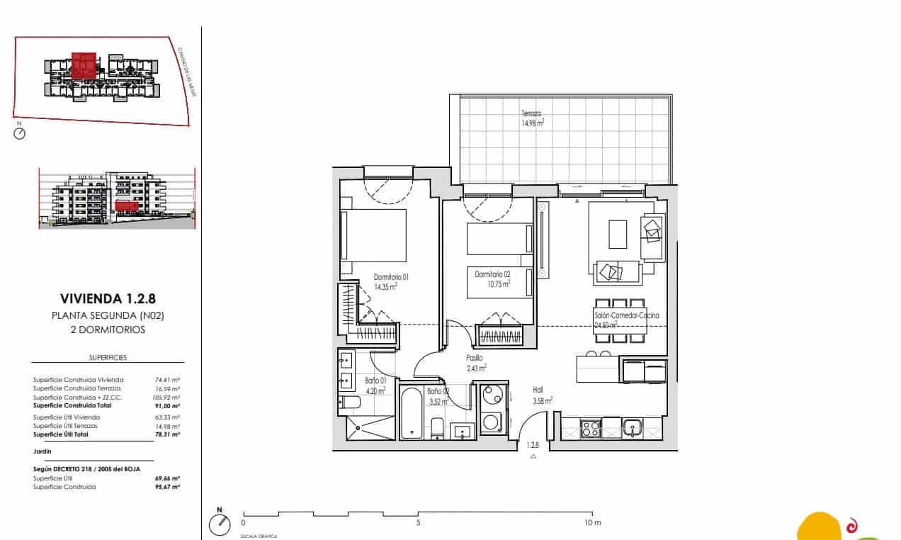 Apartamento de 2 habitaciones en Estepona en venta con piscina - 438.000 € (Ref: 9608041)