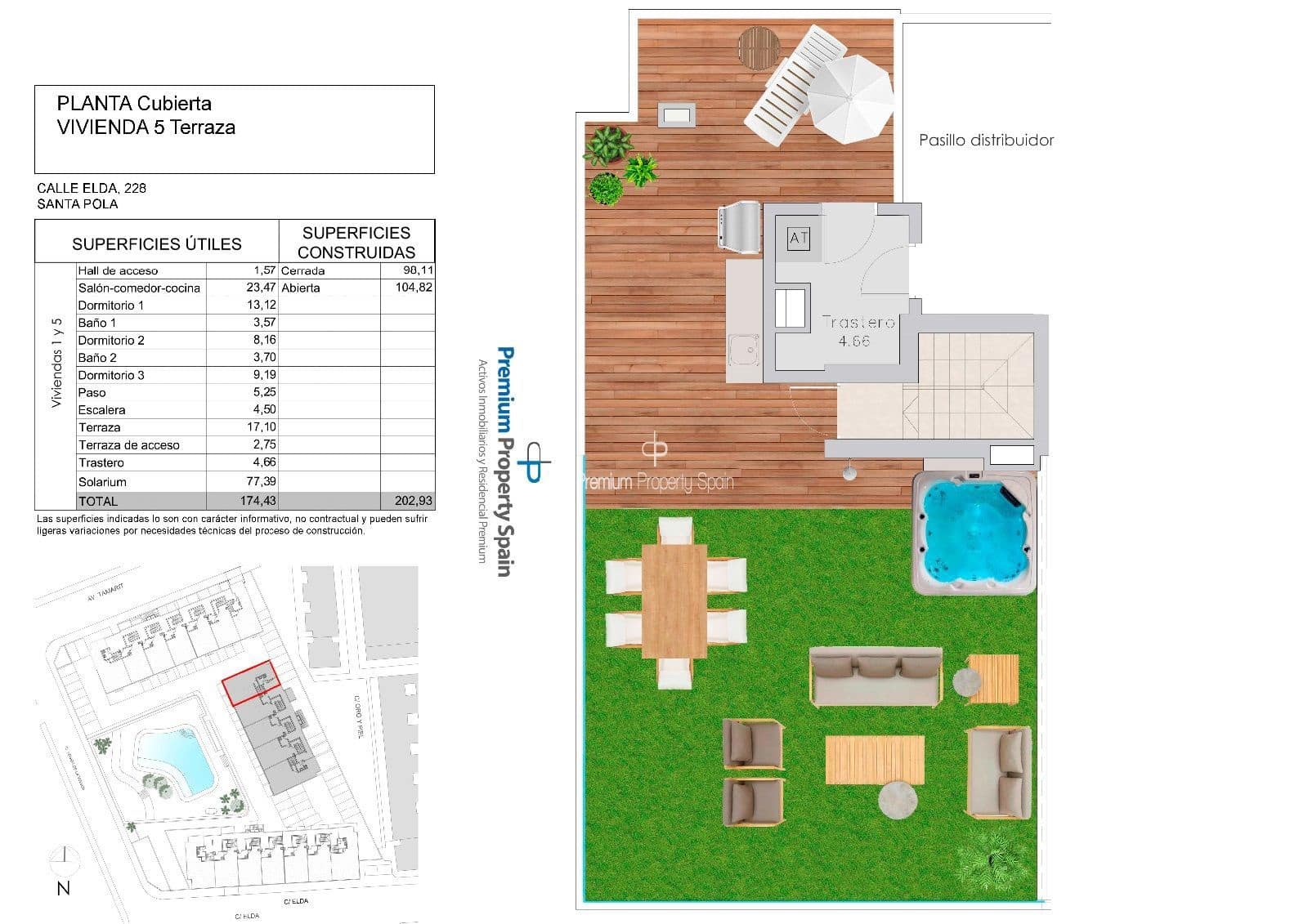 3 makuuhuone Kattohuoneisto myytävänä paikassa Santa Pola mukana uima-altaan 
autotalli - 580 000 € (Ref: 8090560)