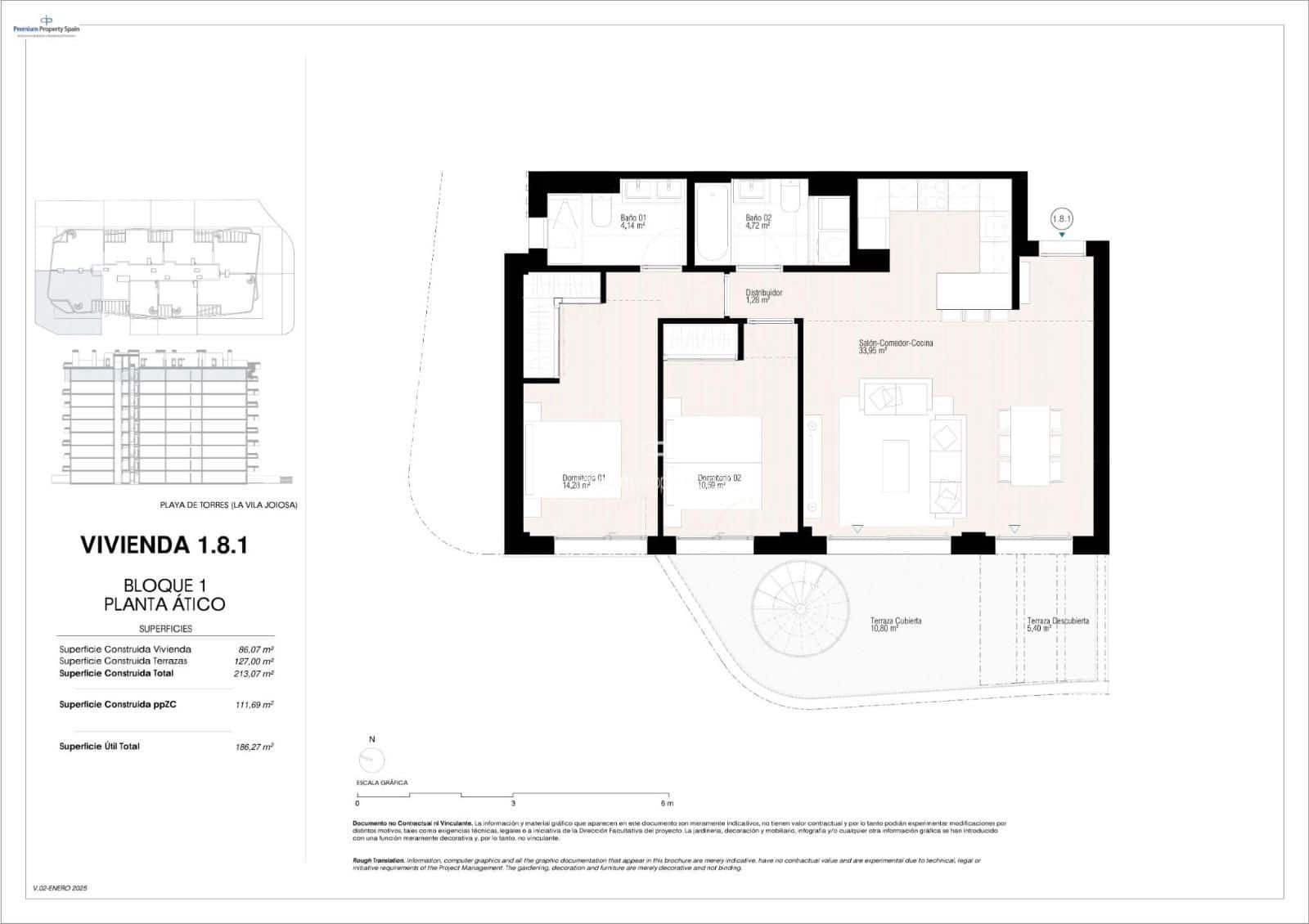 Ático de 2 habitaciones en La Villajoyosa / Vila Joiosa en venta con piscina garaje - 646.000 € (Ref: 9394107)