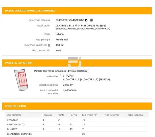 Piso de 2 habitaciones en Alcantarilla en venta - 55.000 € (Ref: 9530929)