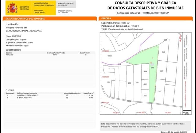 Terre non Aménagée à vendre à Barxeta - 30 000 € (Ref: 9726821)
