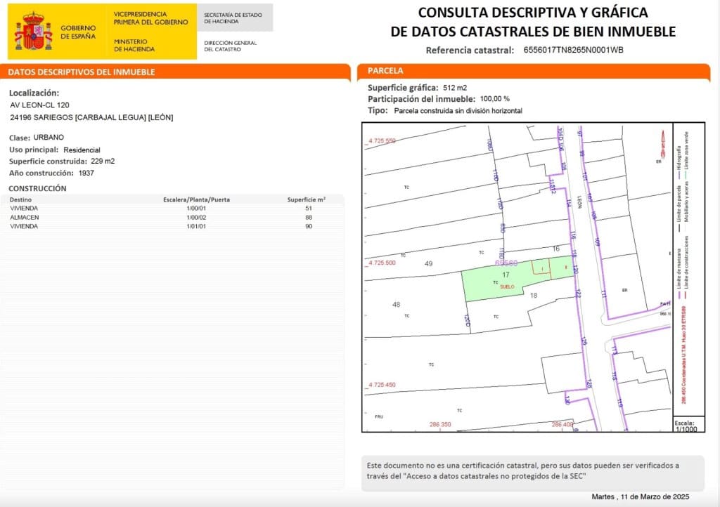 Bauplatz zu verkaufen in Sariegos - 58.800 € (Ref: 10102225)