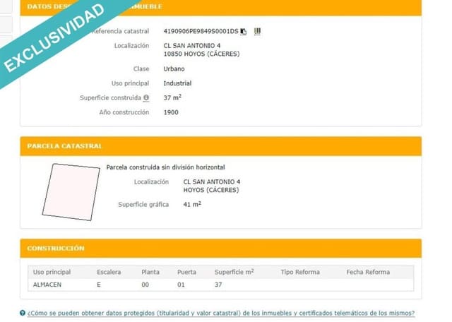 Adosado de 2 habitaciones en Hoyos en venta - 24.000 € (Ref: 8652519)