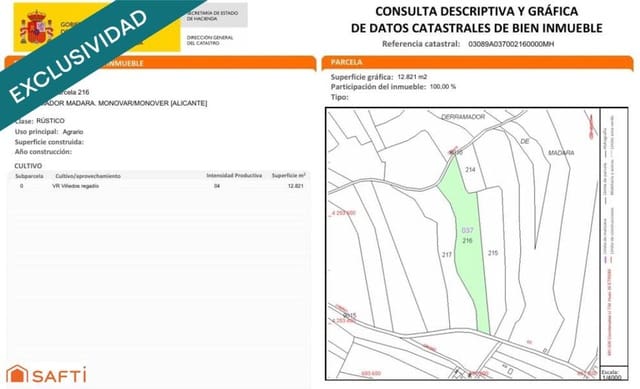 Undeveloped Land for sale in Monóvar / Monóver - € 33,900 (Ref: 9403260)