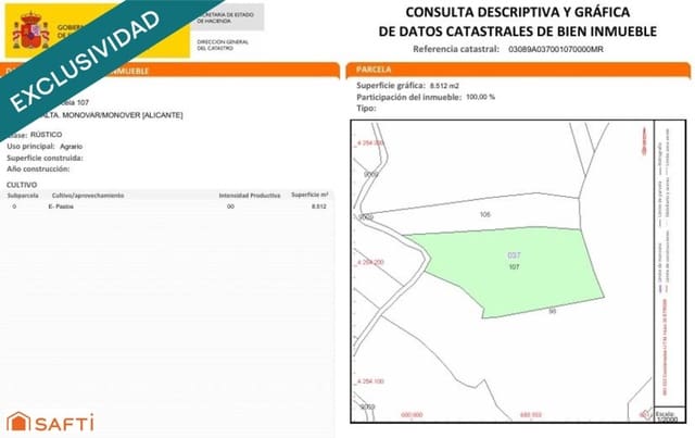 Terreno/Finca Rústica en Monóvar / Monóver en venta - 15.500 € (Ref: 9595830)