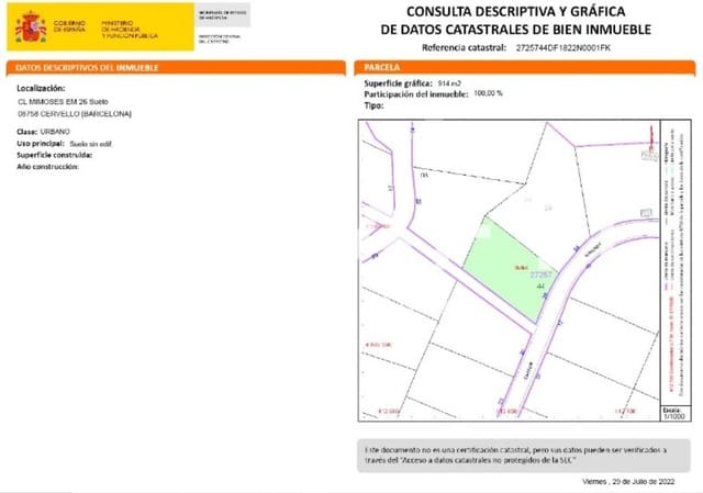 Solar/Parcela en Cervelló en venta - 42.000 € (Ref: 9659261)
