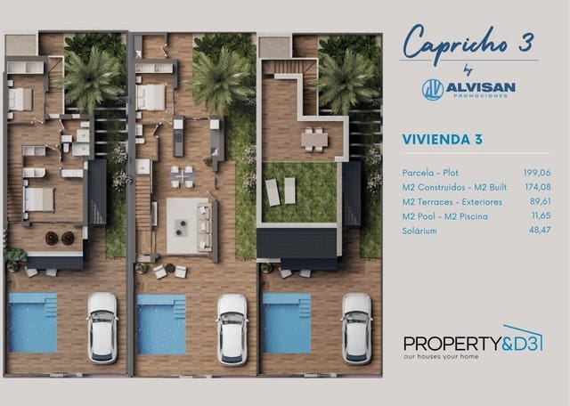 Chalet de 3 habitaciones en Lo Pagan, San Pedro del Pinatar en venta con piscina - 479.900 € (Ref: 9831146)