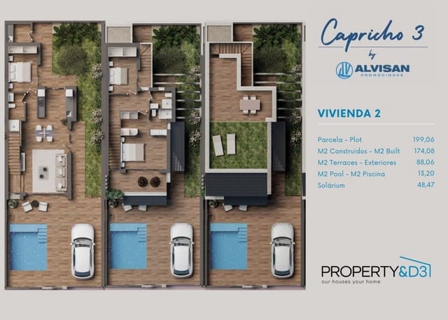 Chalet de 3 habitaciones en Lo Pagan, San Pedro del Pinatar en venta con piscina - 479.900 € (Ref: 9831146)