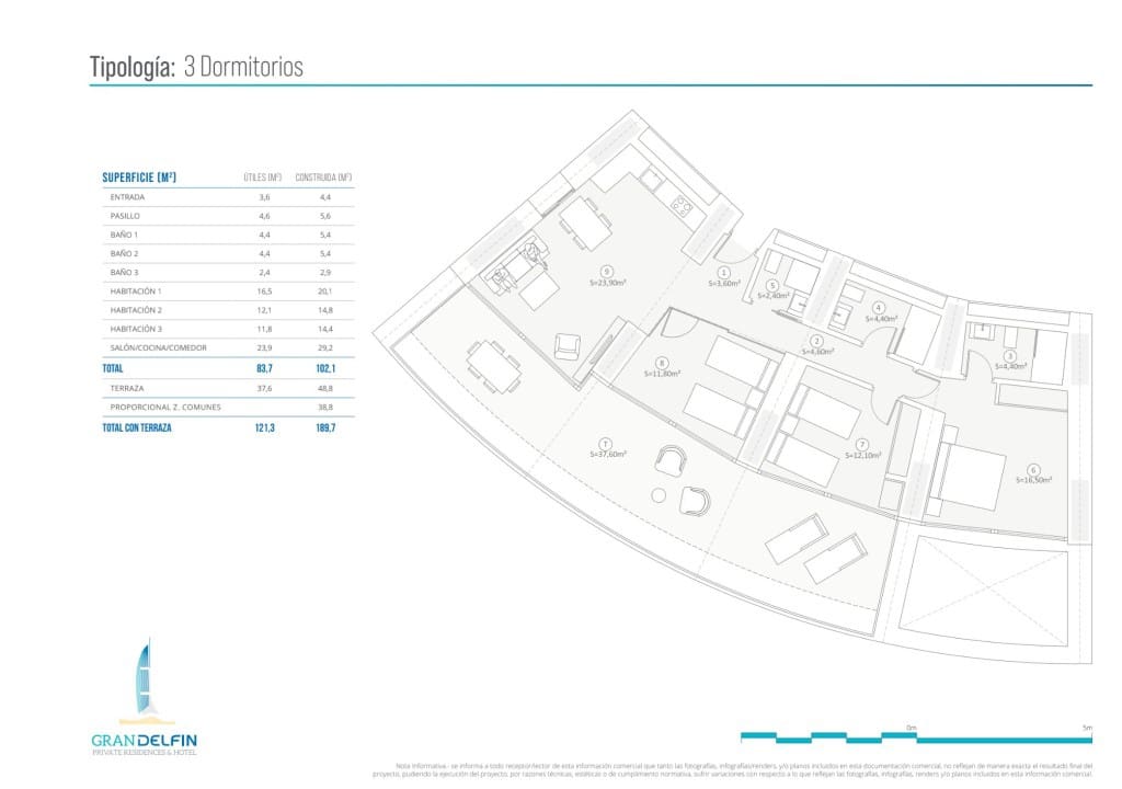 2 soveværelse Lejlighed til salg i Benidorm med swimmingpool - € 1.058.000 (Ref: 9845863)