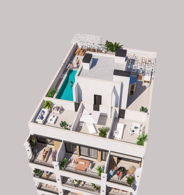 2 soverom Penthouse til salgs i Torrevieja med svømmebasseng - € 310 000 (Ref: 9845922)