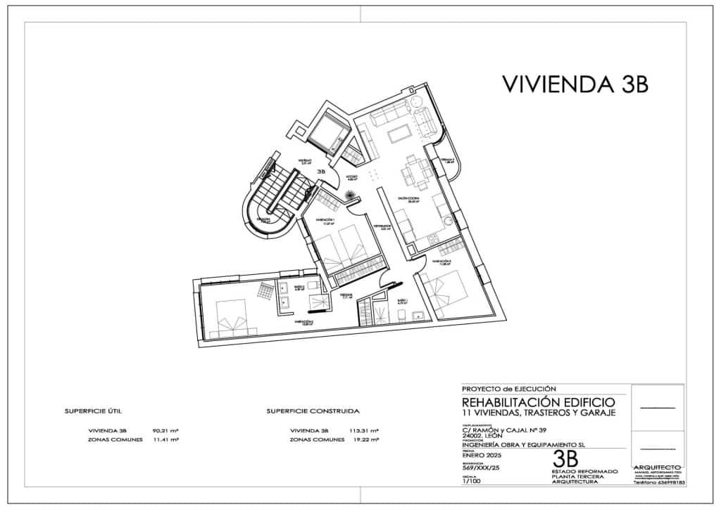 Apartamento de 3 habitaciones en León ciudad en venta - 413.000 € (Ref: 9947533)