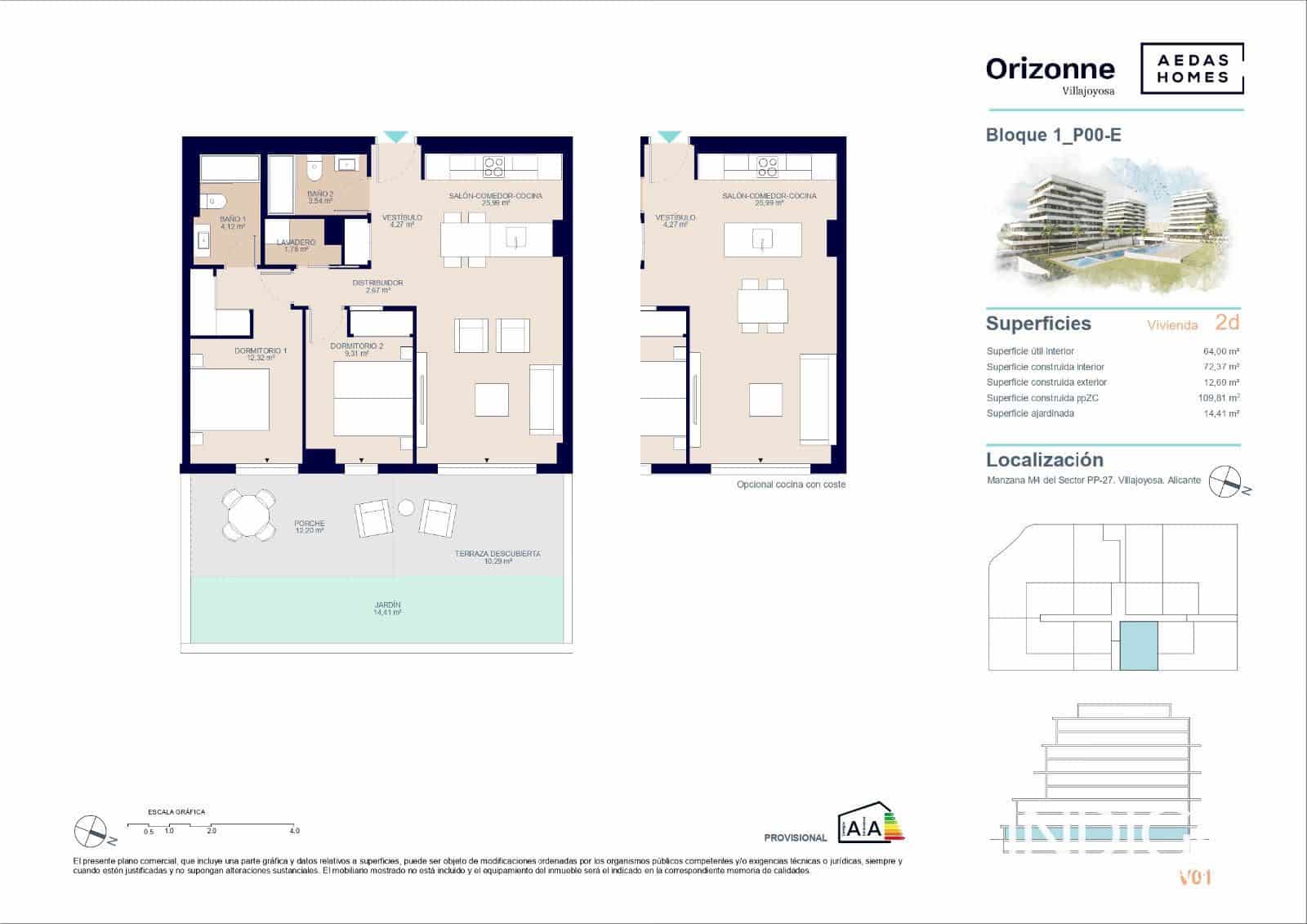 2 soveværelse Lejlighed til salg i La Villajoyosa / Vila Joiosa med swimmingpool garage - € 322.000 (Ref: 8339125)