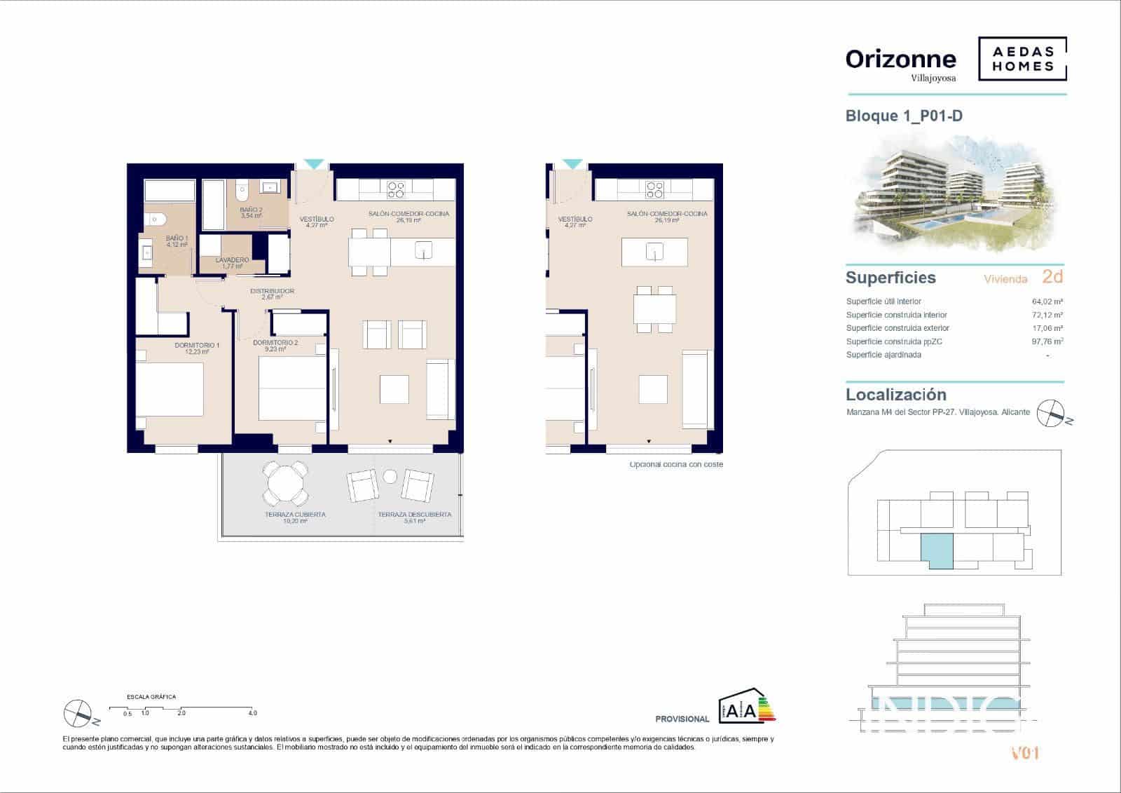 2 soveværelse Lejlighed til salg i La Villajoyosa / Vila Joiosa med swimmingpool garage - € 322.000 (Ref: 8339125)