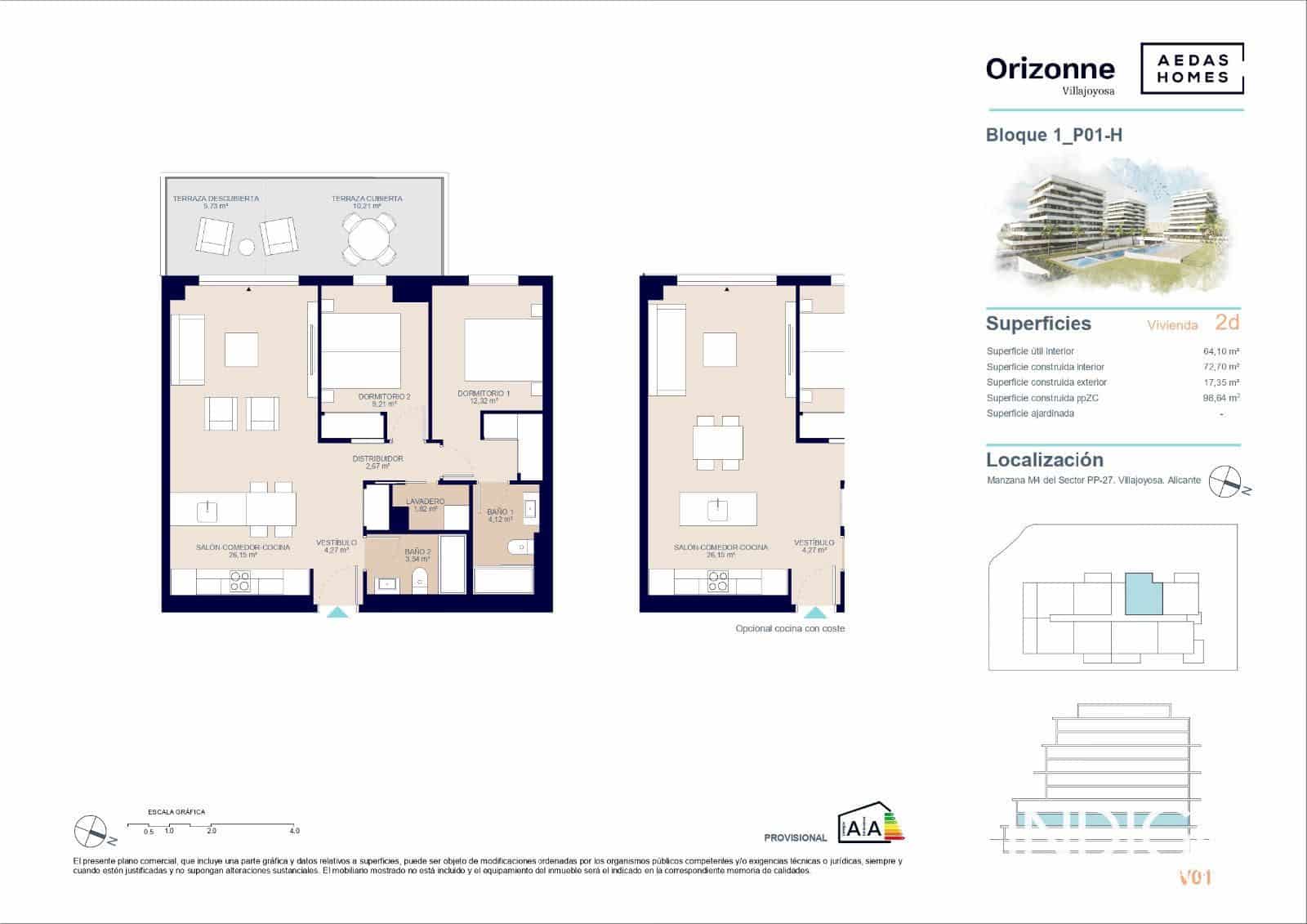 2 soveværelse Lejlighed til salg i La Villajoyosa / Vila Joiosa med swimmingpool garage - € 322.000 (Ref: 8339125)