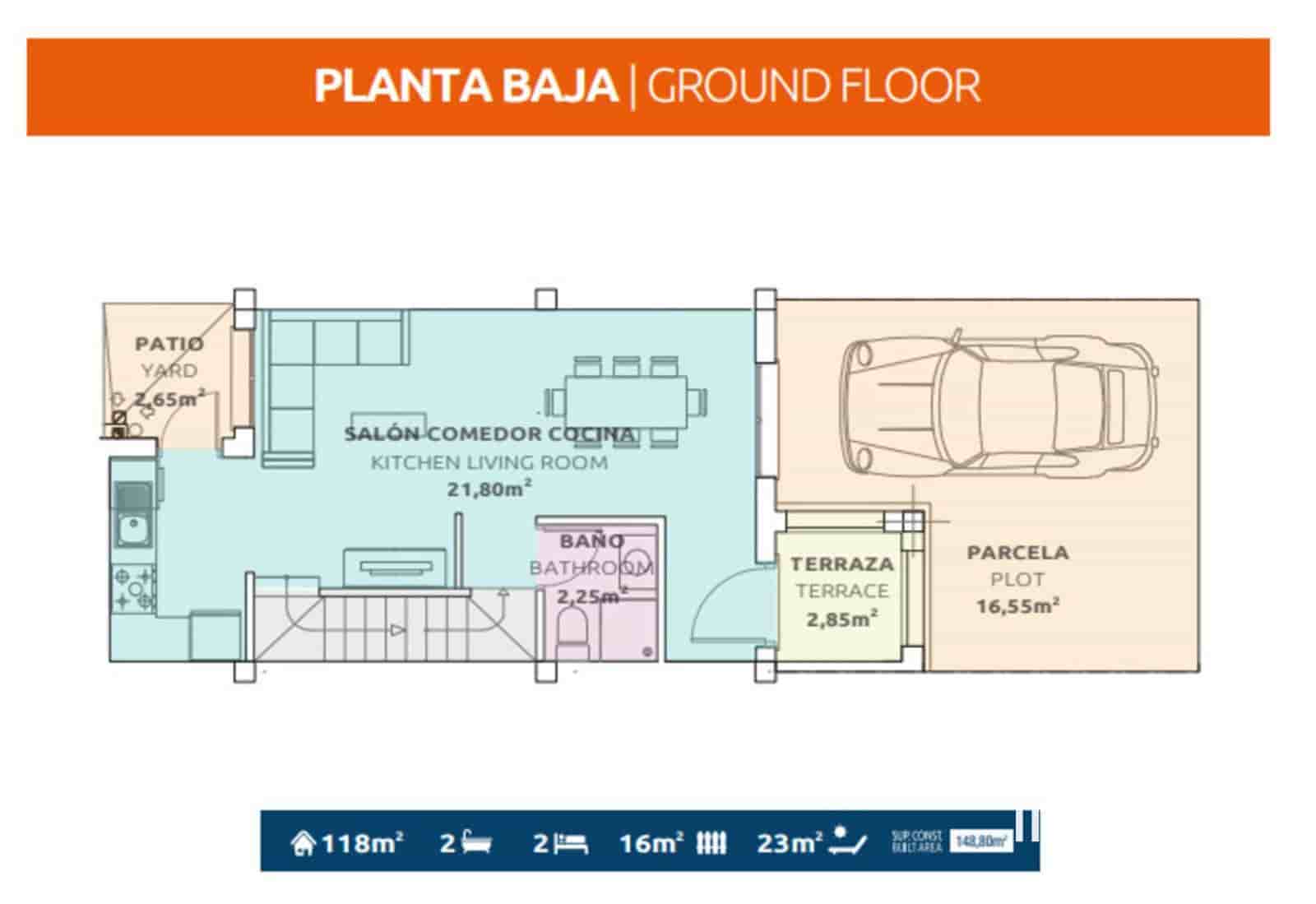 2 soveværelse Byhus til salg i Gran Alacant med garage - € 299.000 (Ref: 8866462)