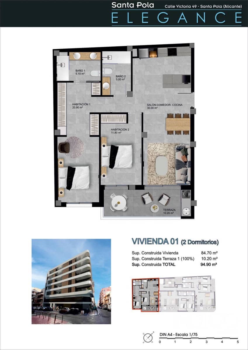 2 sypialnia Mieszkanie na sprzedaż w Santa Pola - 263 165 € (Ref: 9216947)