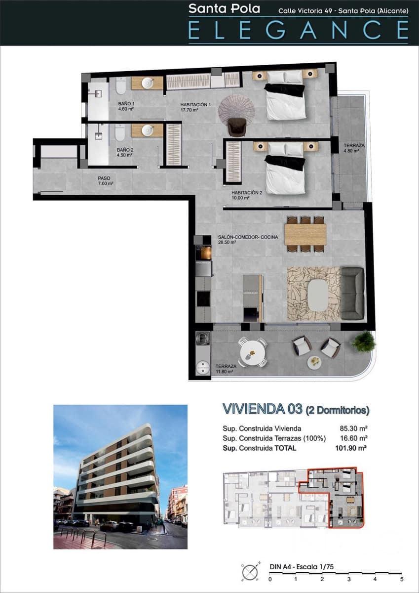 2 sypialnia Mieszkanie na sprzedaż w Santa Pola - 263 165 € (Ref: 9216947)