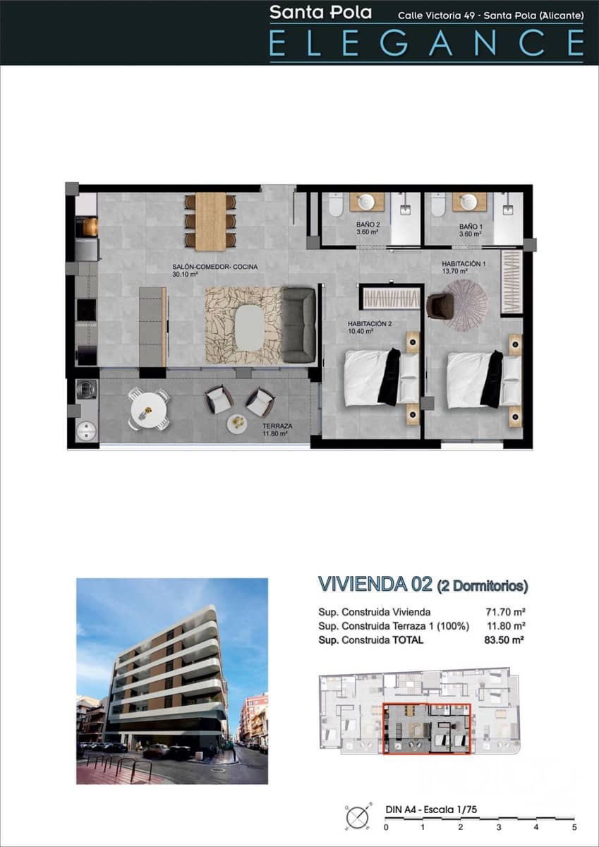 2 sypialnia Mieszkanie na sprzedaż w Santa Pola - 263 165 € (Ref: 9216947)