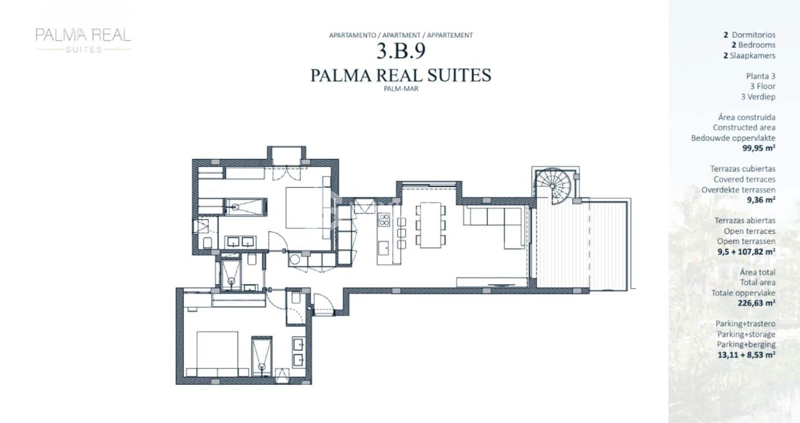 2 quarto Penthouse para venda em Palm-Mar com piscina garagem - 534 000 € (Ref: 9282405)