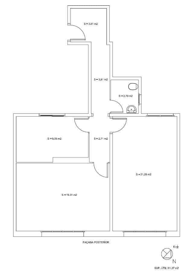 3 makuuhuone Toimisto vuokrattavana paikassa Barcelona kaupunki - 1 200 € (Ref: 10059103)