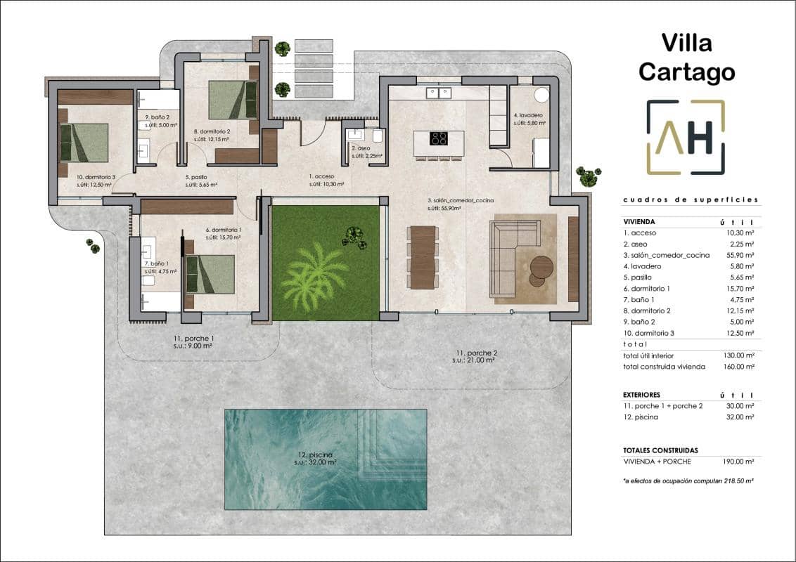 3 soveværelse Villa til salg i Monforte del Cid med swimmingpool garage - € 525.000 (Ref: 10184741)