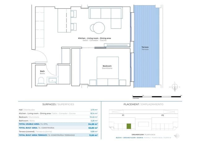 1 sypialnia Apartament na sprzedaż w Las Flores, Mijas z basenem - 251 600 € (Ref: 9591335)