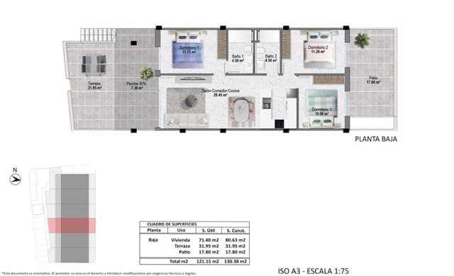 3 Zimmer Apartment zu verkaufen in Pilar de la Horadada ciudad, Pilar de la Horadada mit Pool - 289.900 € (Ref: 7374574)